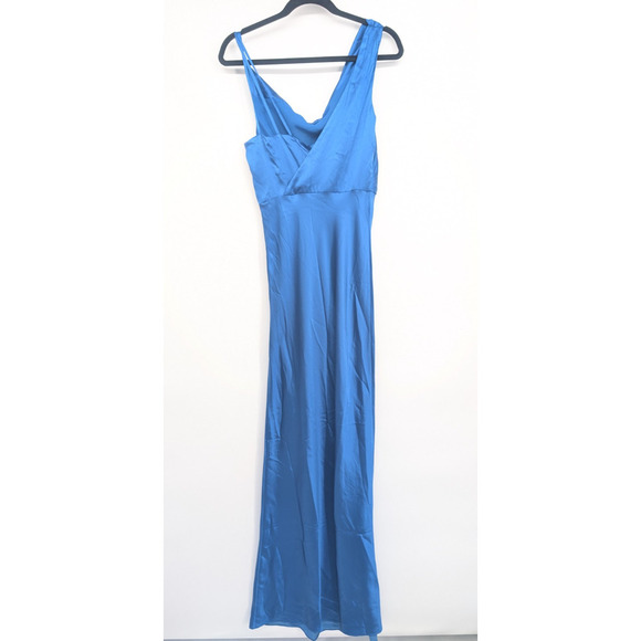 NWD Veronica Beard Sanderson Silk Satin Cowlneck Maxi Dress Gown SZ 6 Blue 2M456 - Picture 7 of 16
